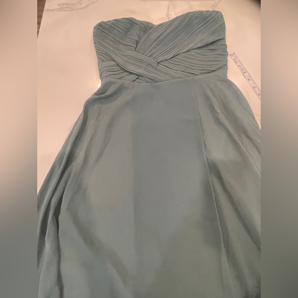 Lulu's Romantic Presence Sage Green Pleated Strapless Maxi Dress M - Picture 10 of 12